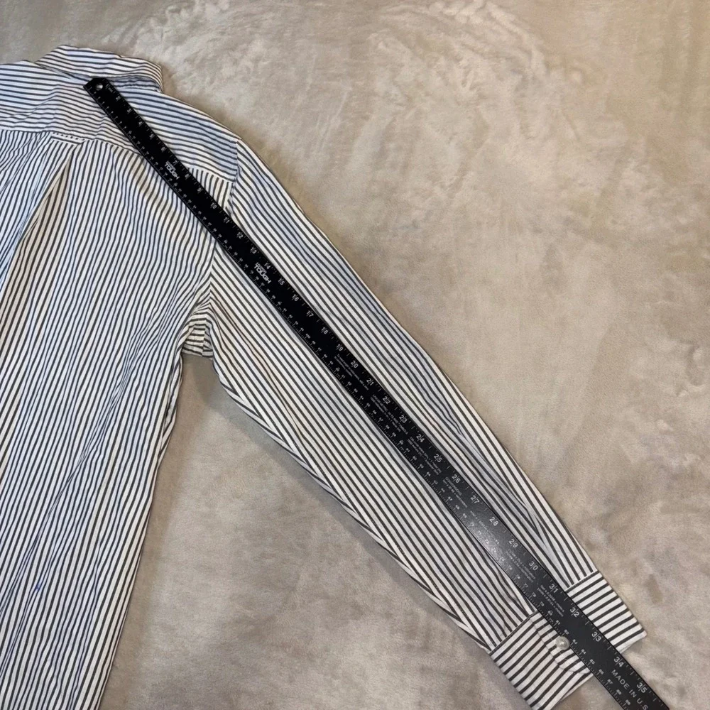 Banana Republic Mens XL Long Sleeve Striped Button Down Shirt Gray White 404236